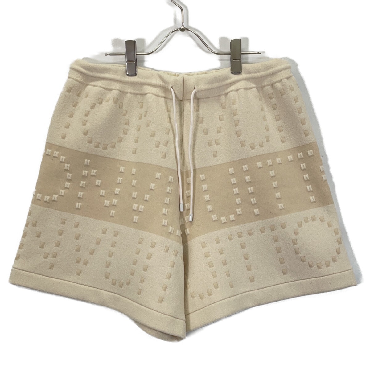 ルイヴィトン RM231W U39 FOKP17 23SS アイボリー ウール ロゴデザインニットジャガードハーフパンツ L