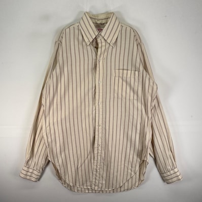 古着 60's/60年代 ヴィンテージ ブルックスブラザーズ Brooks Brothers 長袖シャツ ボタンダウン 胸ポケット 6ボタン S ベージュ系 ストライプ メンズ