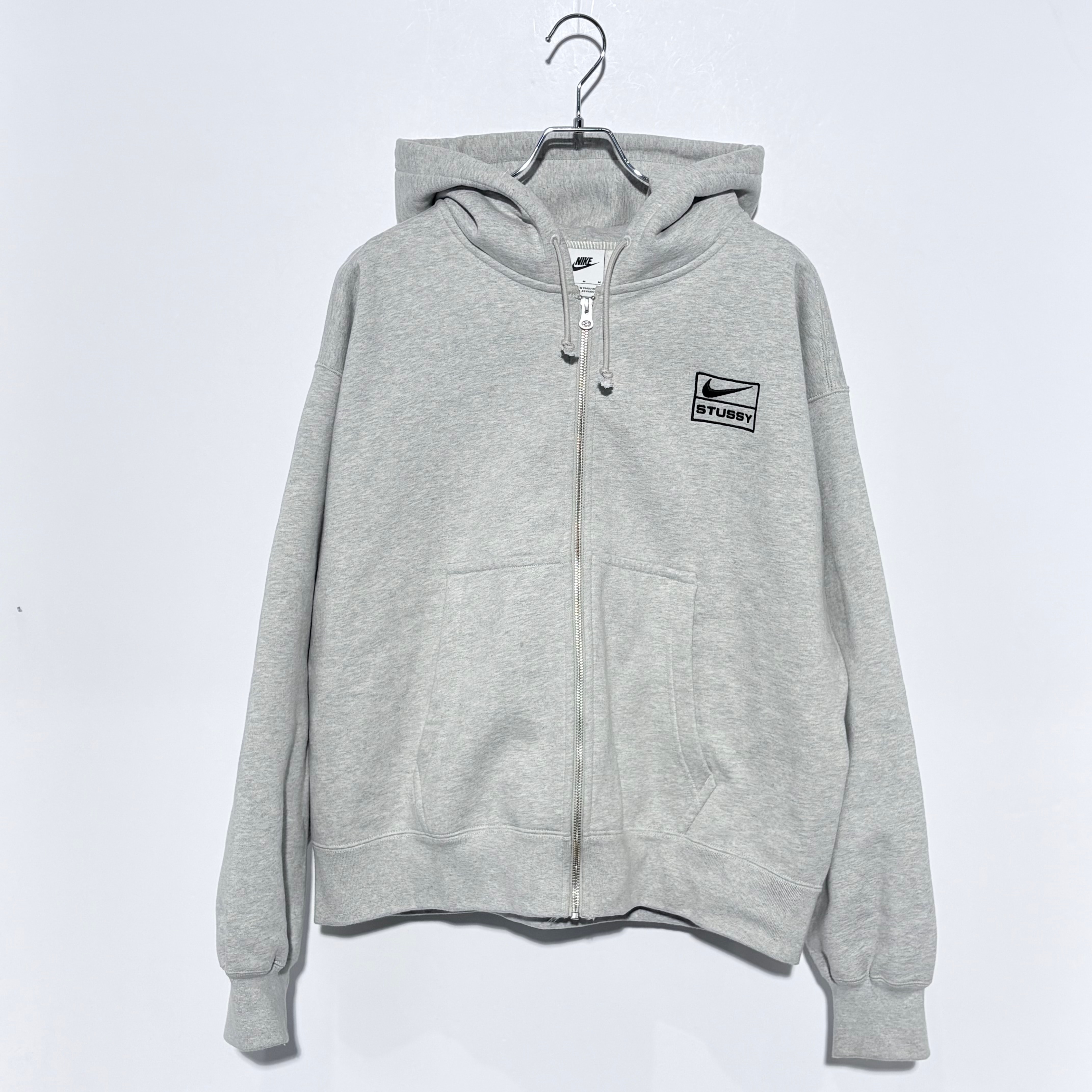 Stussy x Nike Fleece Zip Hoodie "Grey Heather" (US Size) FJ9181-050