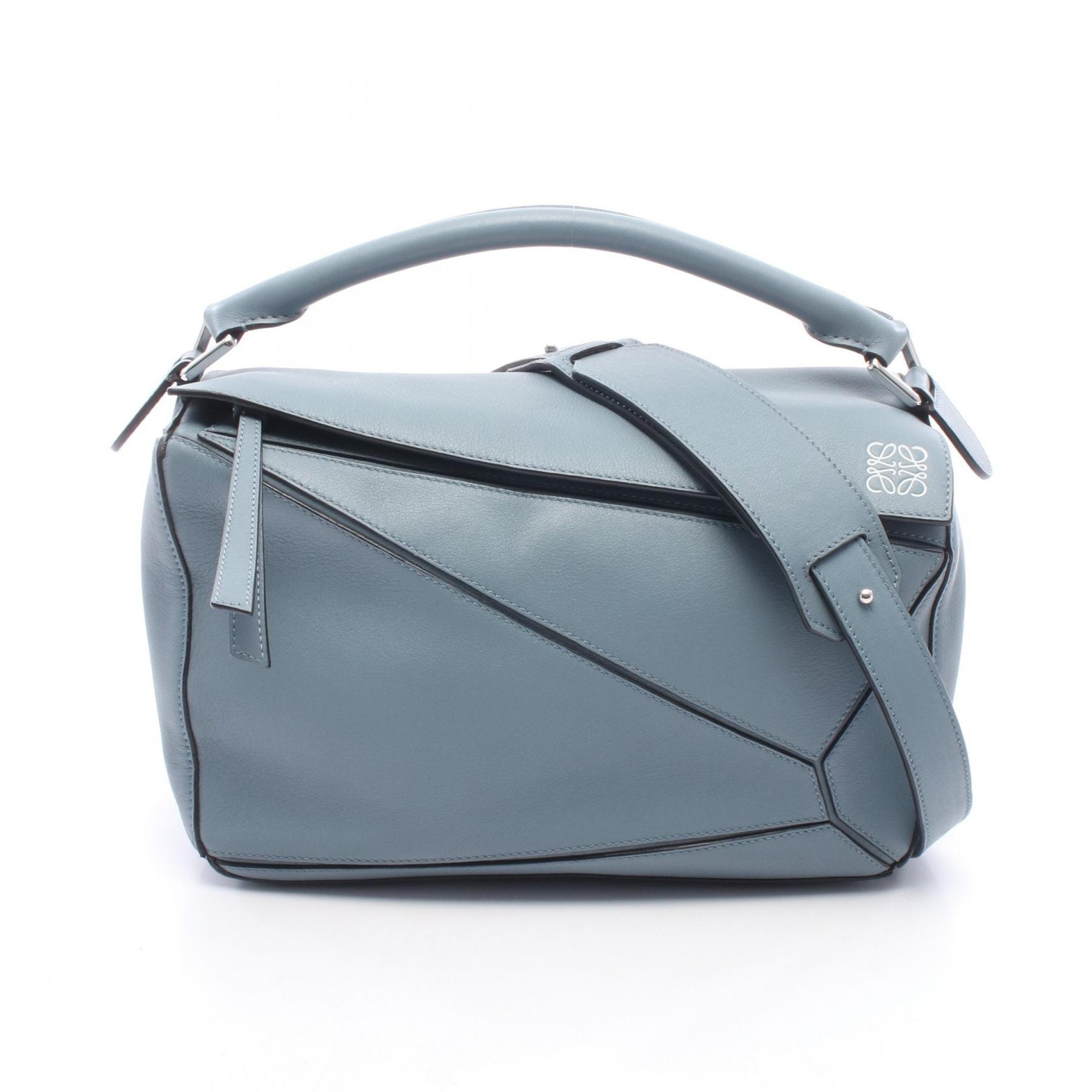 ロエベ LOEWE パズルバッグ ミディアム 2WAY ハンドバッグ バッグ レザー レディース ブルー系 32230S20 【中古】