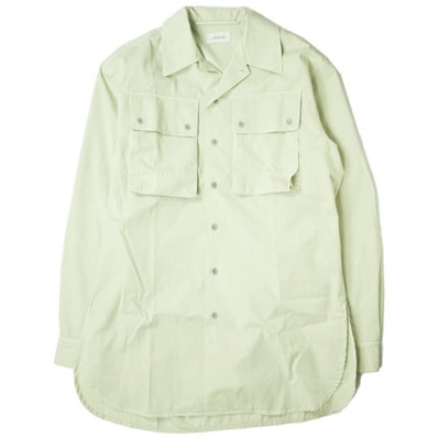 新品 LEMAIRE ルメール 22SS MILITARY SHIRT オープンカラー ミリタリーシャツ M221 SH190 LF699 46 OVERCAST GREY 長袖 開襟 コットンギャバジン トップス g7015