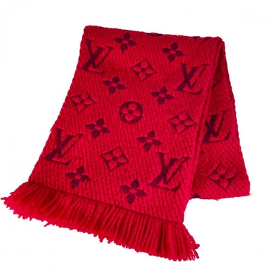 LOUIS VUITTON ルイヴィトン マフラー エシャルプ・ロゴマニア LVロゴ M72432 ウール シルク ルビー レディース 約825g【中古品】