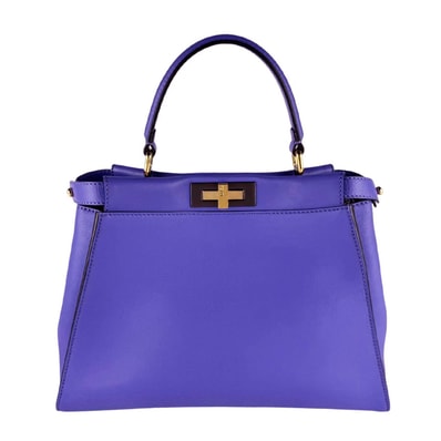 フェンディ FENDI ハンドバッグ ショルダーバッグ ピーカブー レギュラー レザー パープル ゴールド レディース 8BN290-3ZM【中古】 z10624