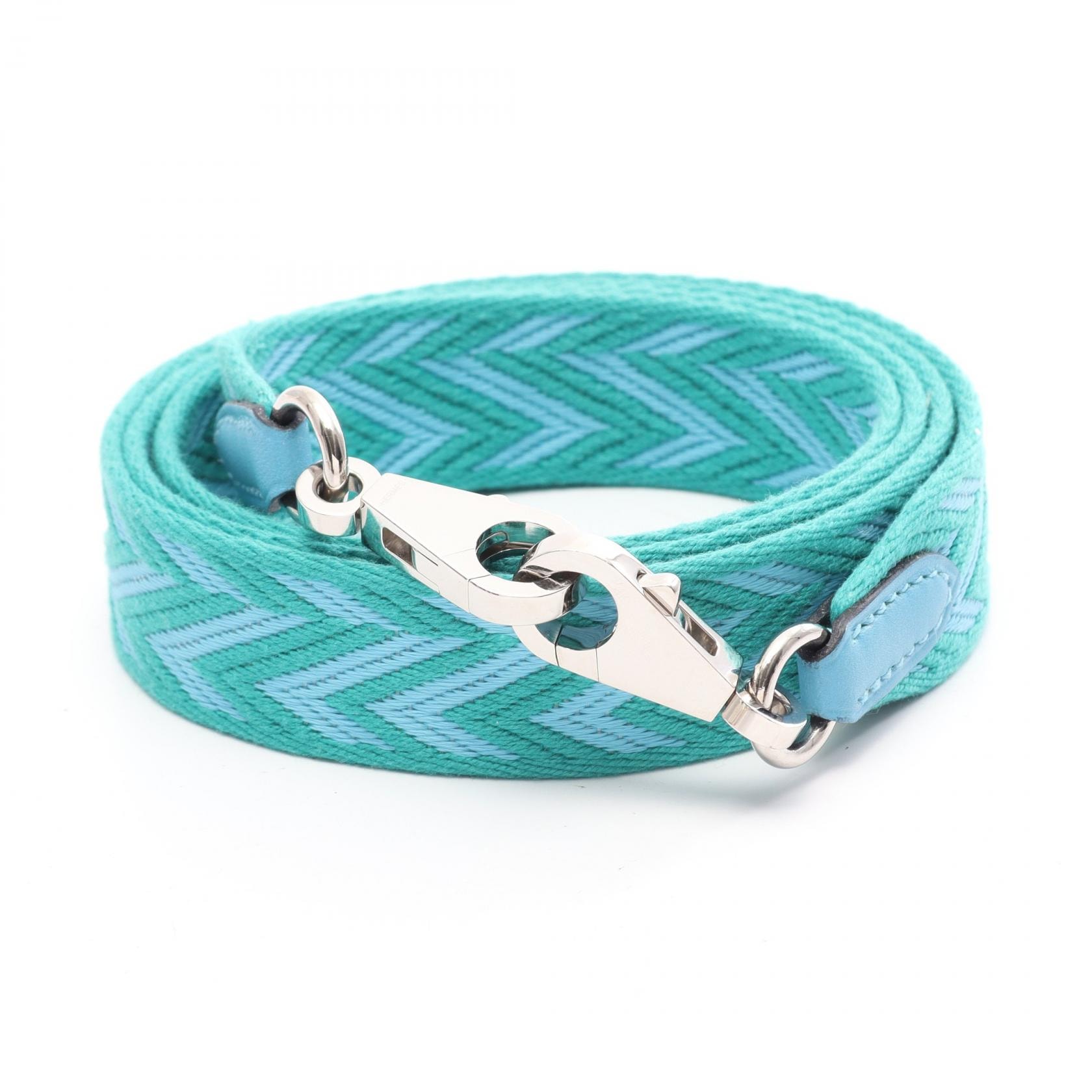エルメス HERMES バンドリエール サングル ジグザグ ショルダーストラップ アクセサリー キャンバス レザー トワル / ヴォースイフト トワル ブルーノール D刻印(2019年製造) レディース グリーン系 / ブルー系