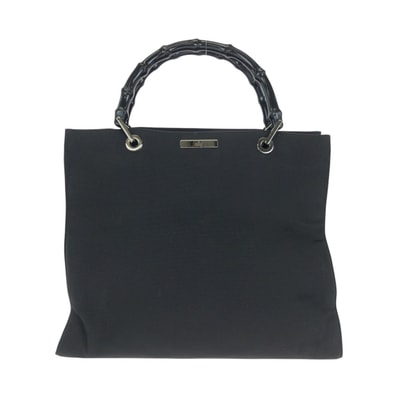 美品 GUCCI グッチ バンブー ブラック 黒 シルバー金具 ナイロン ハンドバッグ トートバッグ 602114 【中古】