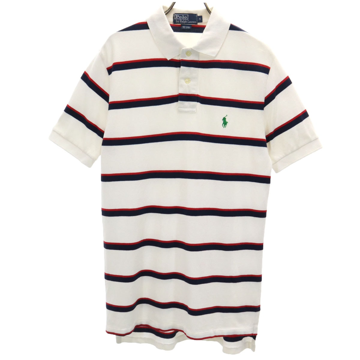 Polo by Ralph Lauren ポロバイラルフローレン ボーダー柄 半袖 ポロシャツ S ホワイト 鹿の子