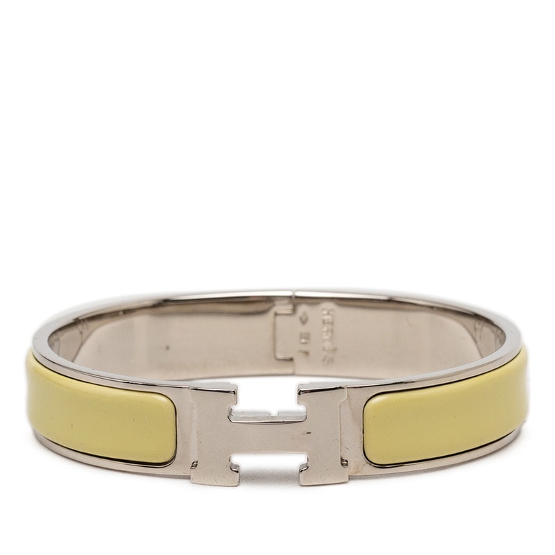 エルメス クリッククラック クリックH PM ブレスレット シルバー イエロー メタル エナメル レディース HERMES 【中古】