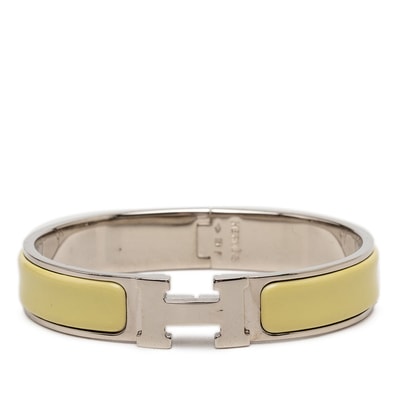 エルメス クリッククラック クリックH PM ブレスレット シルバー イエロー メタル エナメル レディース HERMES 【中古】
