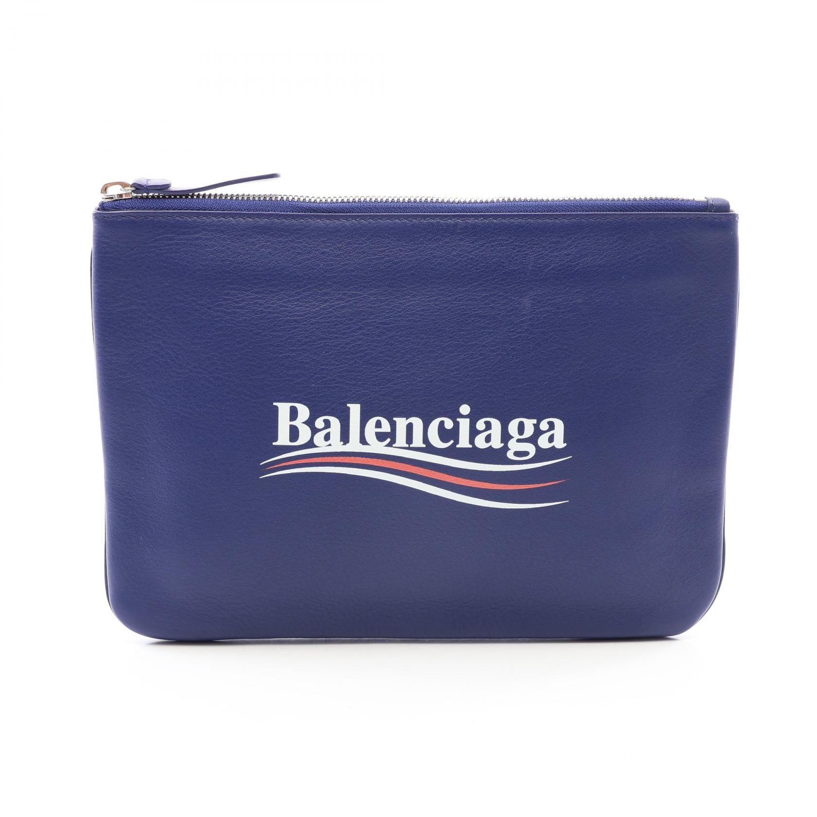 バレンシアガ BALENCIAGA エブリデイ ポーチ M セカンドバッグ クラッチバッグ バッグ レザー メンズ ブルー系 516358 【中古】