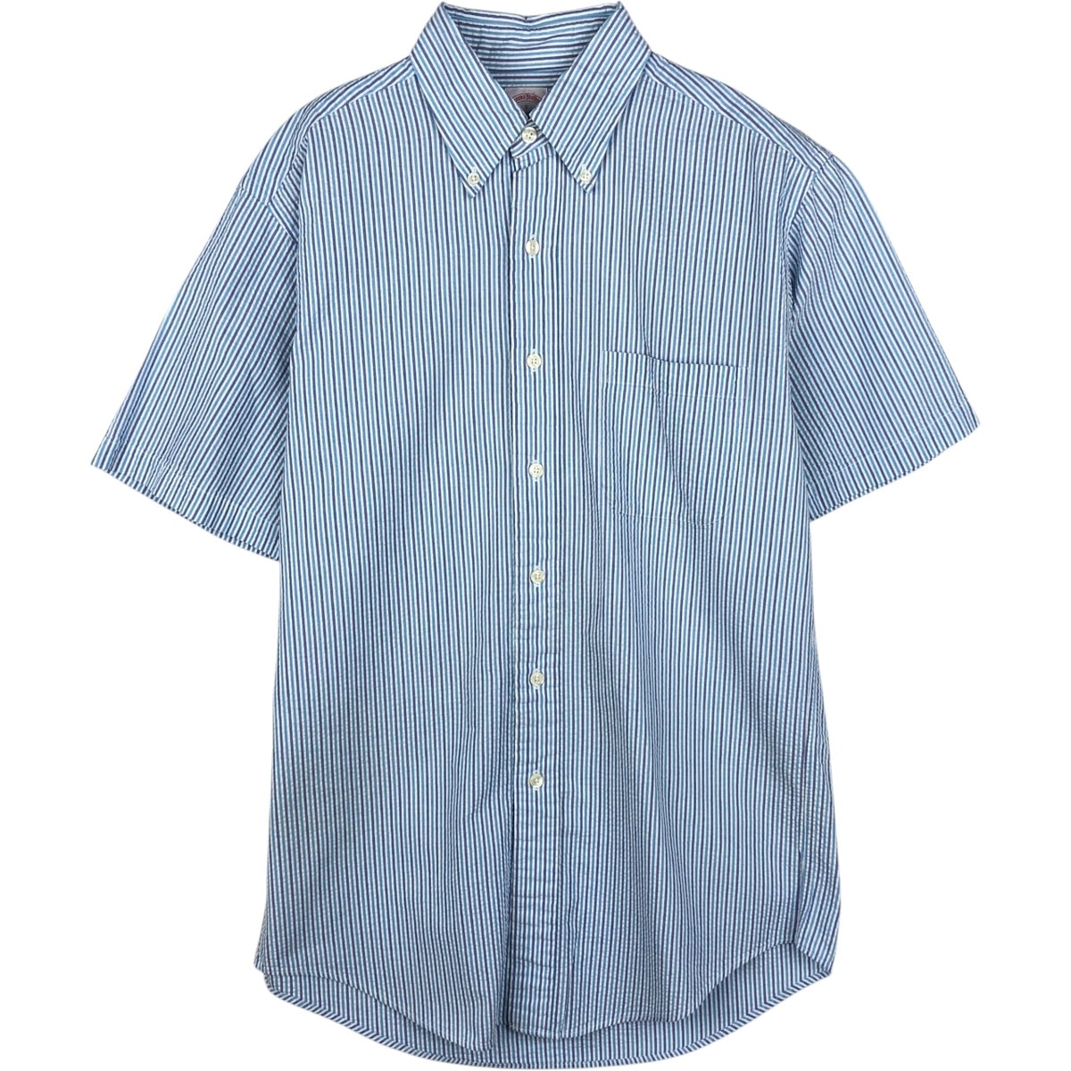 古着 ブルックスブラザーズ Brooks Brothers 346 シアサッカー 半袖 ボタンダウン ストライプシャツ メンズS相当/eaa644948
