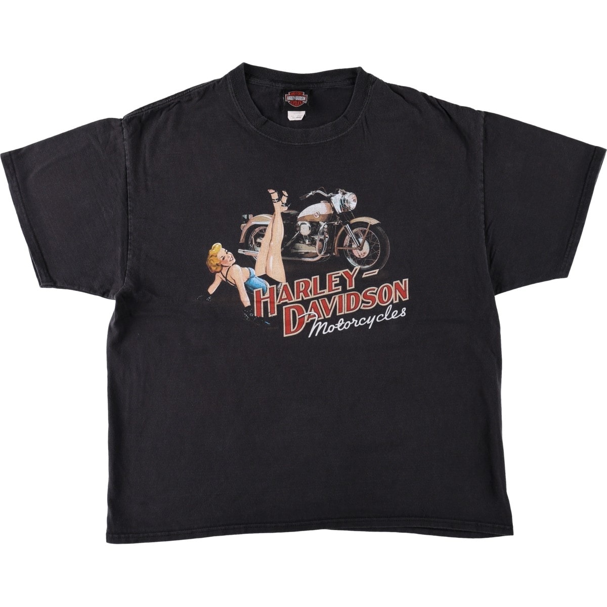 古着 ヘインズ Hanes Harley-Davidson ハーレーダビッドソン モーターサイクル ピンナップガール バイクTシャツ メンズXL相当/eaa673131