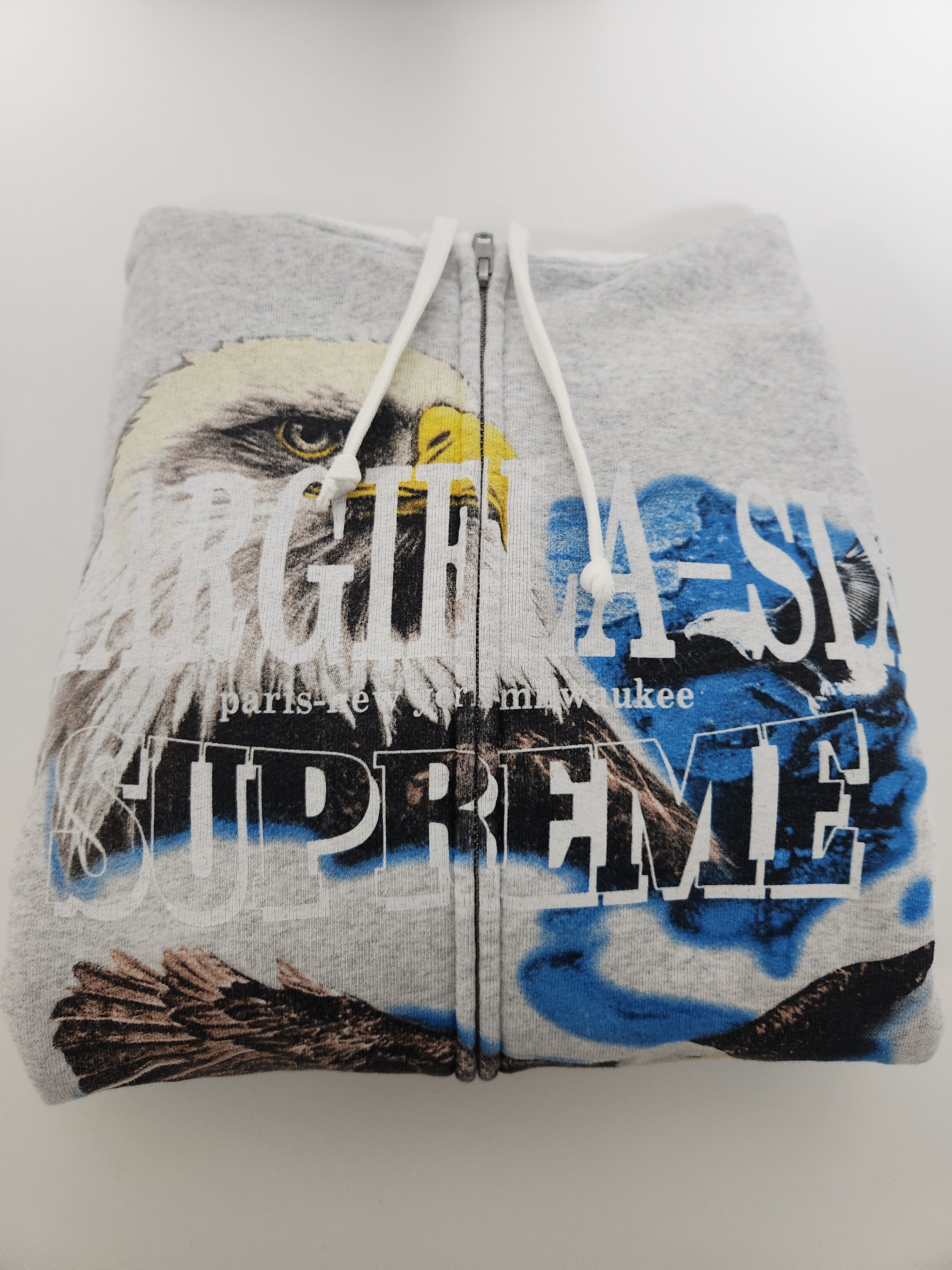 Supreme x MM6 Maison Margiela Eagle Zip Up Hooded Sweatshirt "Ash Grey"