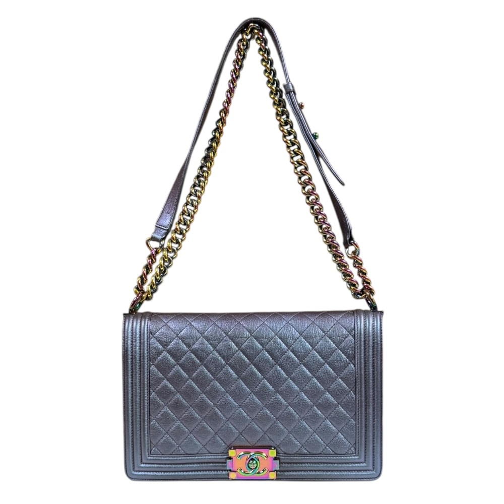 シャネル ボーイシャネル ショルダーバッグ レザー A92193 パープル レディース CHANEL  中古