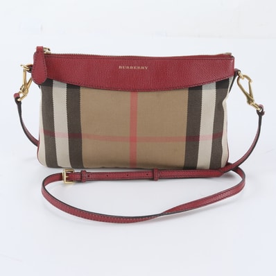 ■美品 バーバリー ノバ チェックショルダーバッグ レザー×キャンバス