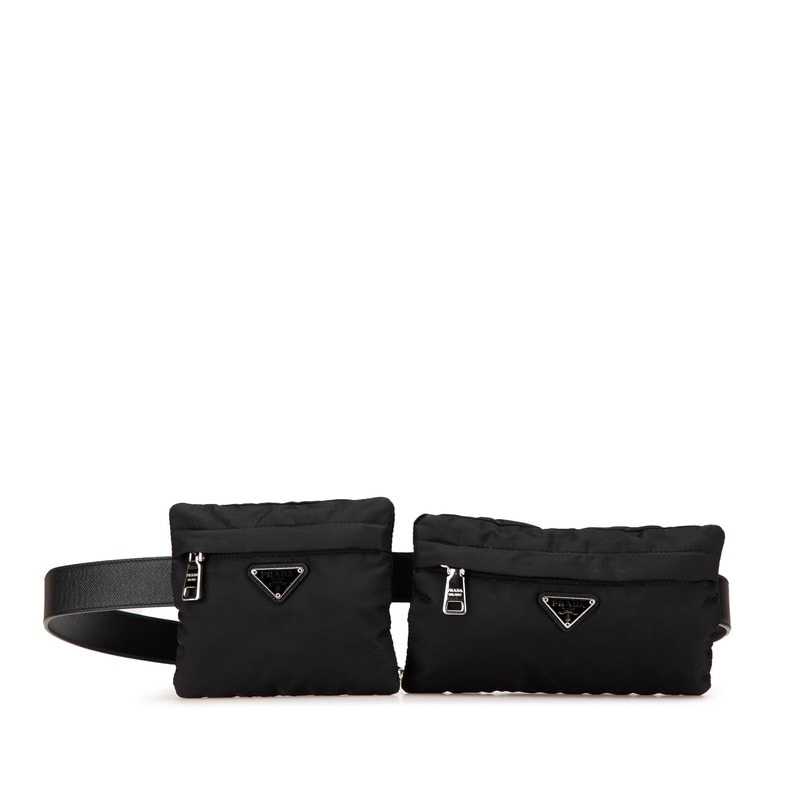 プラダ チェーン付き ベルトバッグ ボディバッグ 38/95 2CN212 ブラック ナイロン メンズ PRADA 【中古】