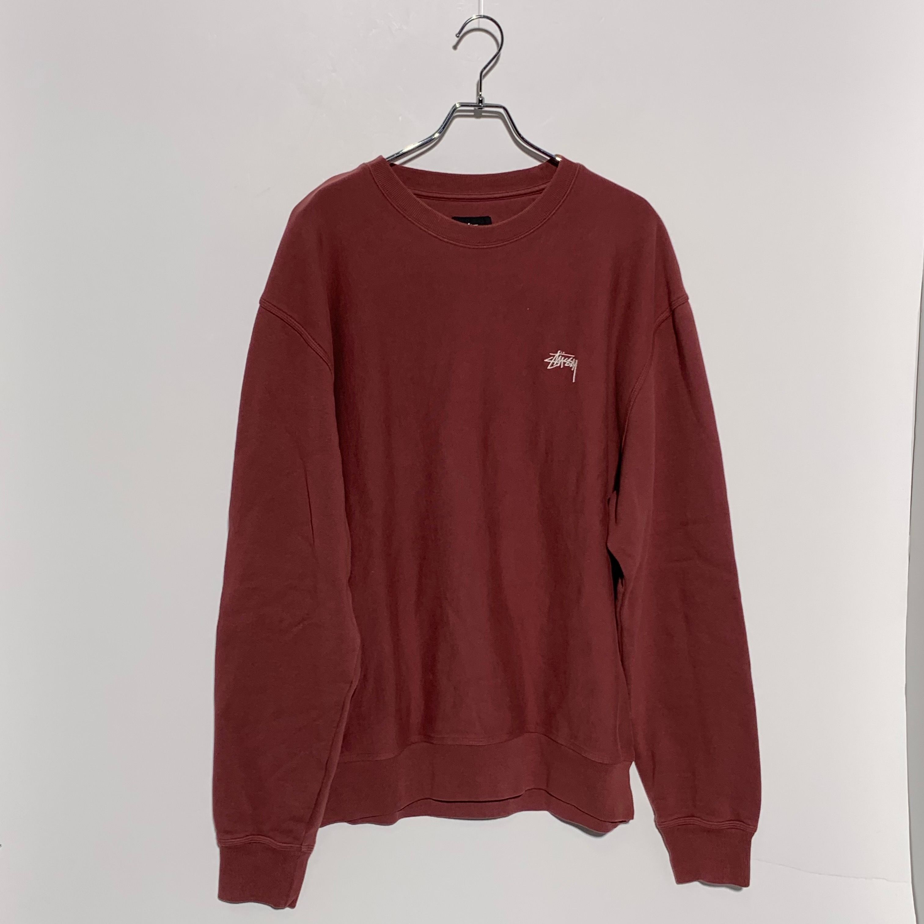 Stussy  Stock Logo Crew Dark Red 