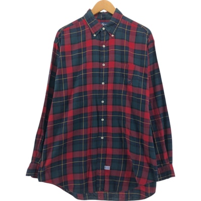 古着 ラルフローレン Ralph Lauren 長袖 ボタンダウン ライトネルチェックシャツ メンズL相当 ヴィンテージ/eaa542667