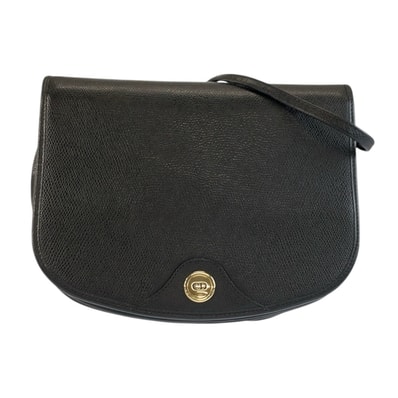 美品 Christian Dior クリスチャンディオール ヴィンテージ ブラック 黒 ゴールド金具 レザー ショルダーバッグ ポシェット 604194 【中古】