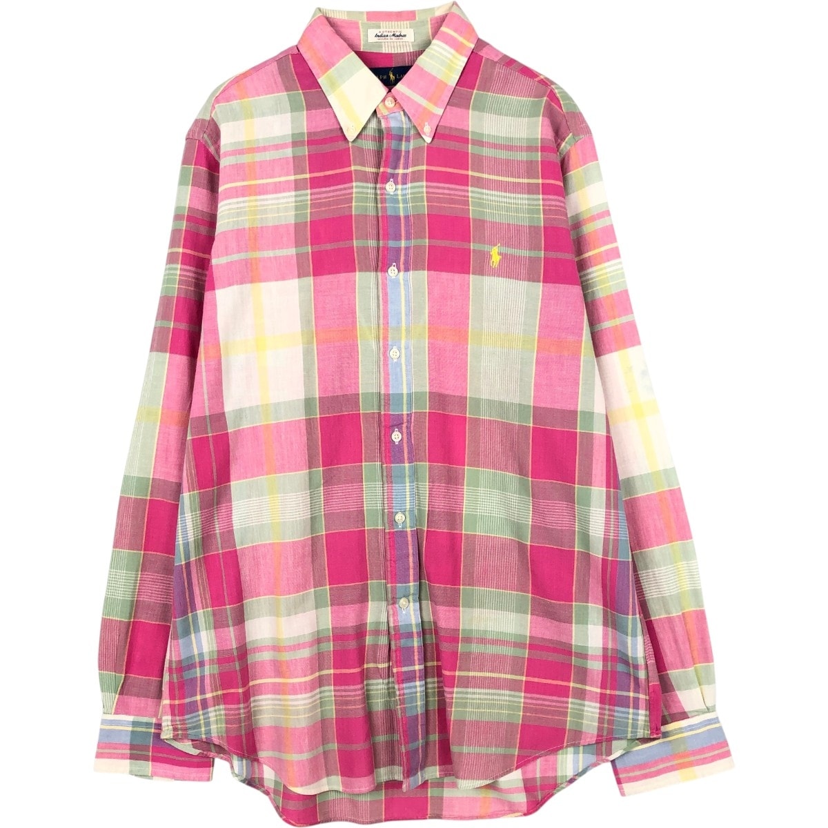 古着 ラルフローレン Ralph Lauren マドラスチェック 長袖 ボタンダウンチェックシャツ/eaa669051