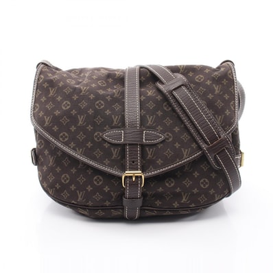 ルイ・ヴィトン LOUIS VUITTON ソミュール ショルダーバッグ バッグ キャンバス レザー モノグラム・ミニ・ラン エベヌ レディース ブラウン系 M95227 【中古】