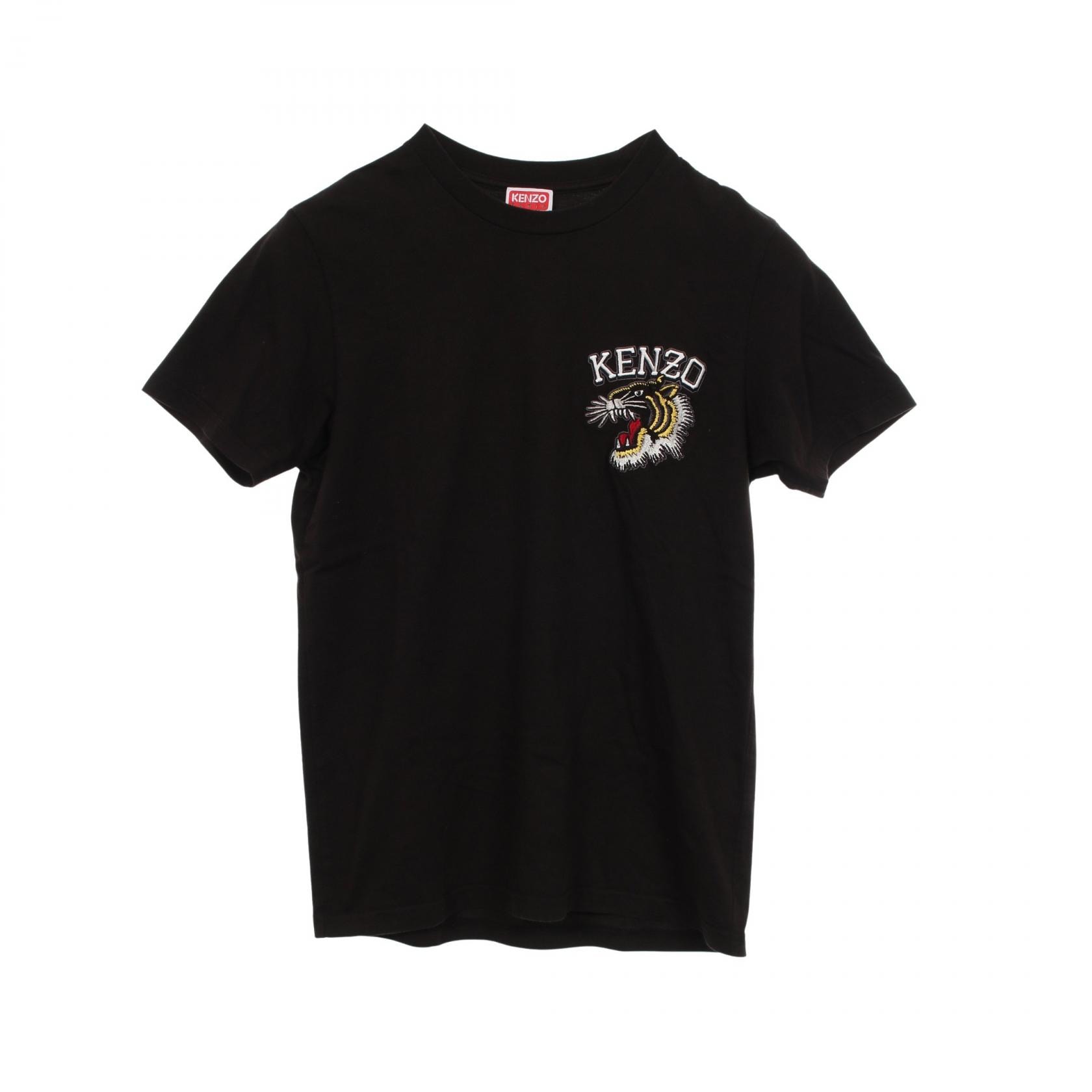 ケンゾー KENZO タイガー刺繍 半袖Tシャツ 衣料品 トップス コットン メンズ ブラック系 FE55TS1864SG 【中古】