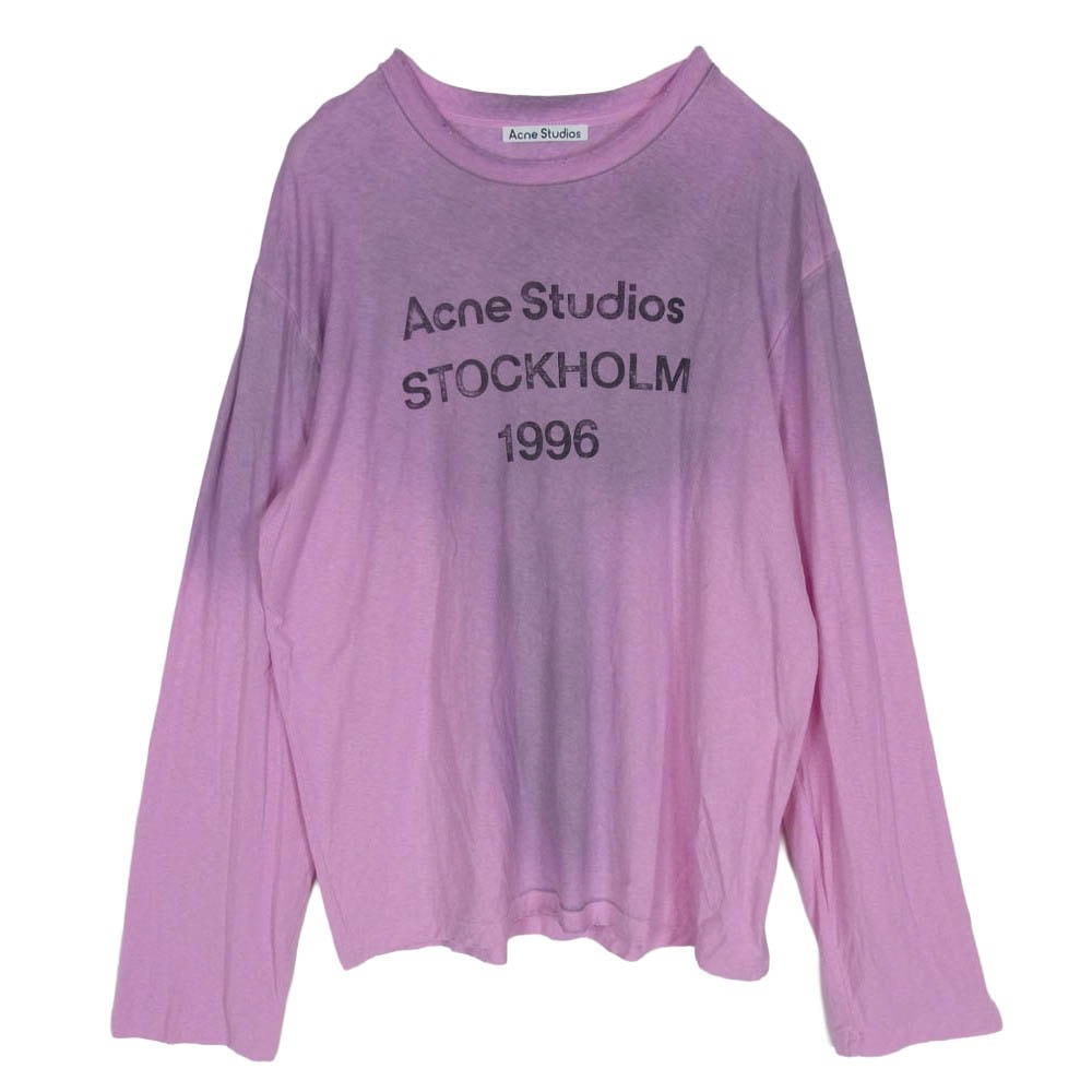 ACNE STUDIOS アクネストゥディオズ FN-UX-TSHI000016 スプレー 加工 1996 ロゴ プリント ロングスリーブ Tシャツ 長袖 カットソー ピンク系 M【中古】