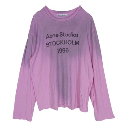 ACNE STUDIOS アクネストゥディオズ FN-UX-TSHI000016 スプレー 加工 1996 ロゴ プリント ロングスリーブ Tシャツ 長袖 カットソー ピンク系 M【中古】