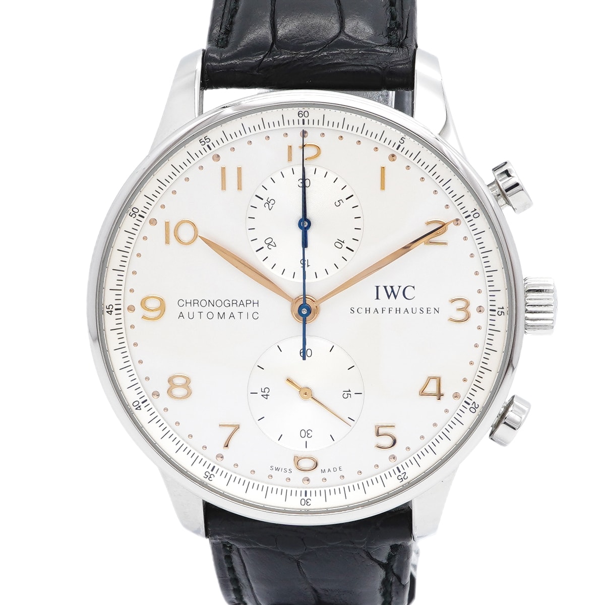 【6wic0205】IWC アイダブリューシー シャフハウゼン ポルトギーゼ クロノグラフ IW371445 シルバー文字盤【中古】腕時計 メンズ