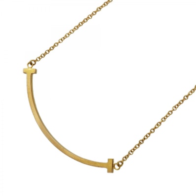 【6jcb0639】ティファニー ネックレス Tスマイル スモール K18PG ピンクゴールド【中古】レディース