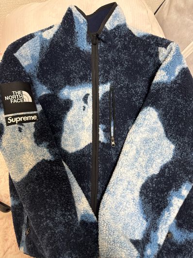 Supreme x The North Face Bleached Denim Print Fleece Jacket "Indigo"