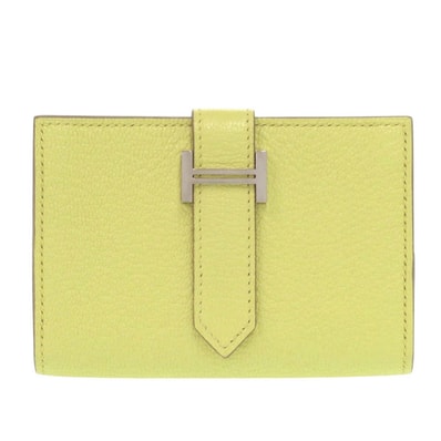 エルメス ベアン シェーブル ライム W カードケース