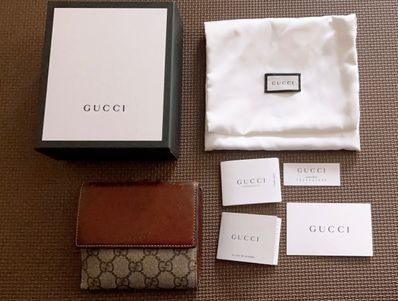 GUCCI GG Supreme French Flap Wallet ”Brown”