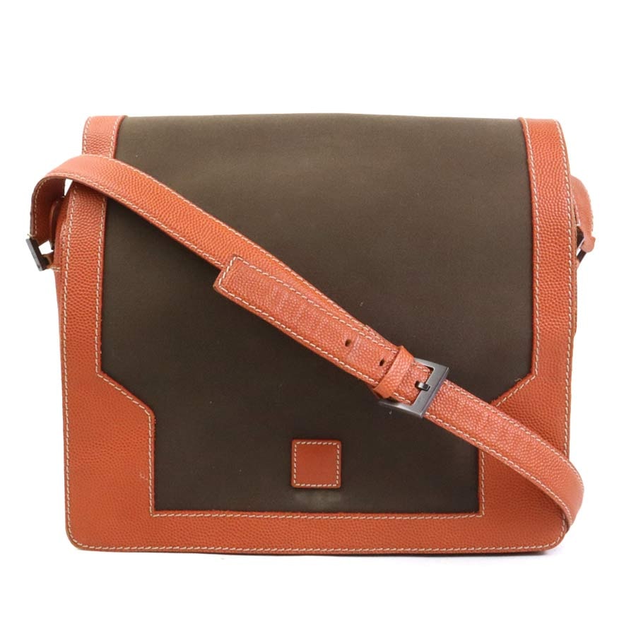 ダンヒル Dunhill ショルダーバッグ レザー/キャンバス オレンジ/ブラウン メンズ【中古】 r11158a