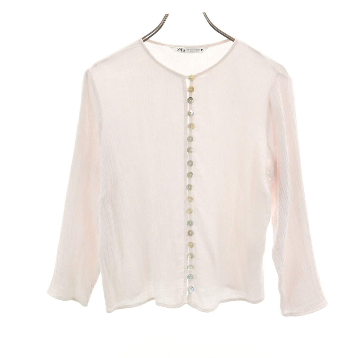 ZARA ザラ 長袖 ワッシャー加工 ブラウス S ライトピンク