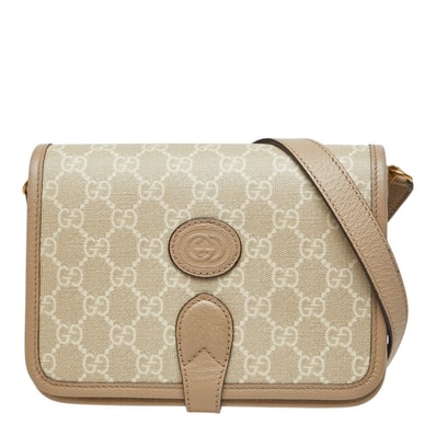 グッチ GGスプリーム 斜め掛け ショルダーバッグ 671620 ベージュ PVC レザー レディース GUCCI 中古