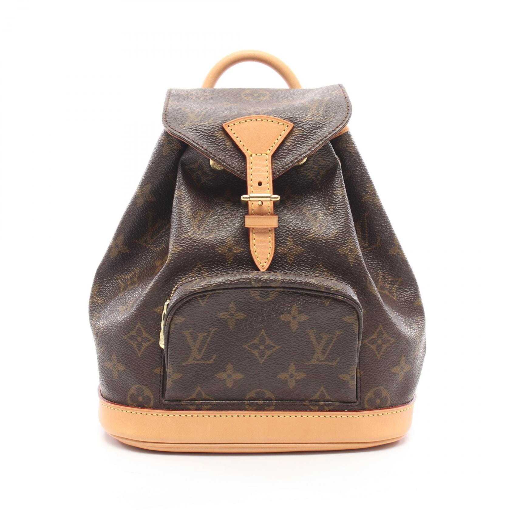 ルイ・ヴィトン LOUIS VUITTON ミニモンスリ モノグラム リュックサック バックパック バッグ PVCコーティングキャンバス レザー レディース ブラウン系 M51137 【中古】