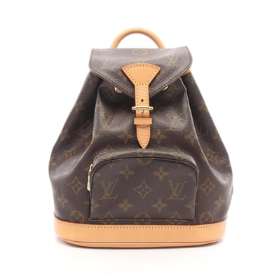 ルイ・ヴィトン LOUIS VUITTON ミニモンスリ モノグラム リュックサック バックパック バッグ PVCコーティングキャンバス レザー レディース ブラウン系 M51137 【中古】