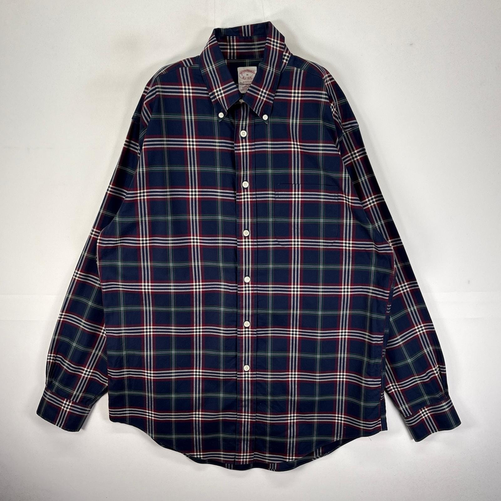 古着 ブルックスブラザーズ Brooks Brothers 長袖シャツ BD 1818 胸ポケ M  ネイビー系 チェック メンズ
