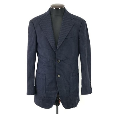 Made in Japan★ビームスF/BEAMS F★ストライプ柄/スーツ/テーラードジャケット【メンズ95/M程度/紺/NAVY/秋冬】総裏地/Jackets◆cBH267
