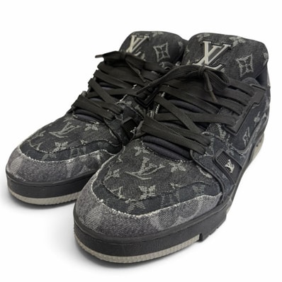 美品 ルイヴィトン ローカットスニーカー LV トレイナーライン ブラック