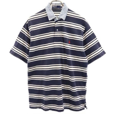 Polo by Ralph Lauren ポロバイラルフローレン ボーダー柄 半袖 シャツ M ネイビー系