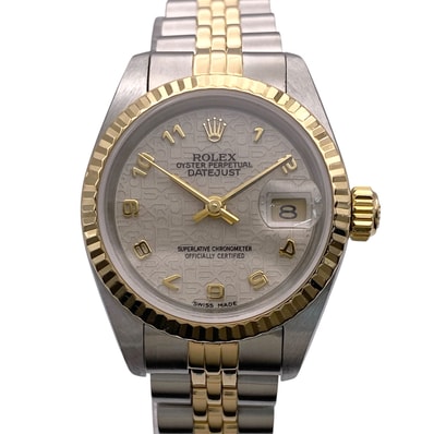 ROLEX ロレックス デイトジャスト 26mm コンピューター文字盤 アラビア R番 腕時計 69173 ステンレススチール イエローゴールド シルバー ゴールド アイボリー レディース【中古】