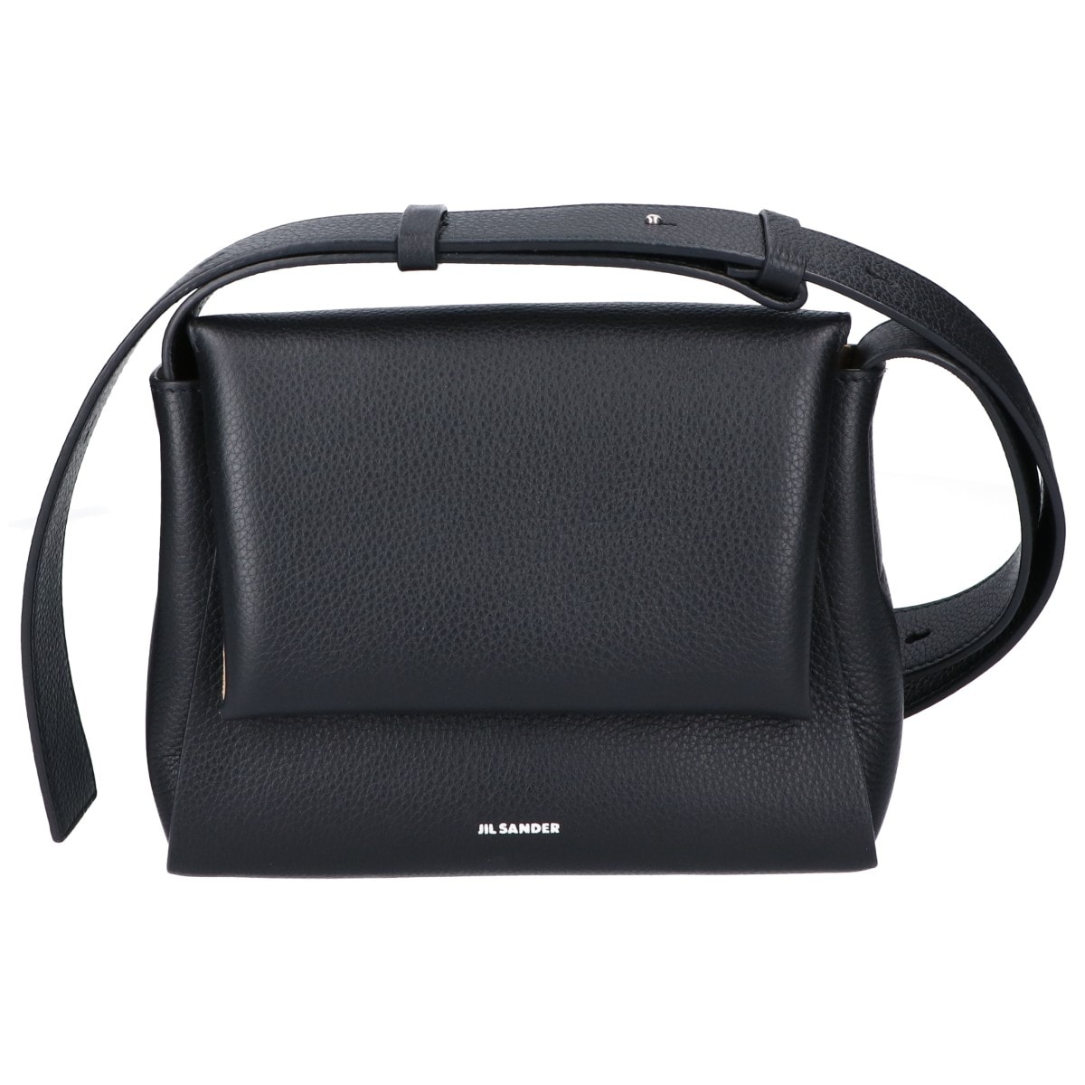ジルサンダー J07WD0113 ブラック ソフトグレインカーフ エンボスロゴ ENVELOPE MESSENGER MINI/エンベロープ メッセンジャー ミニ -