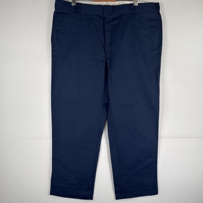 古着 ディッキーズ Dickies ワークパンツ ストレート 作業着 大きいサイズ 874 オリジナルフィット ワンポイント w44 L30 ネイビー メンズ