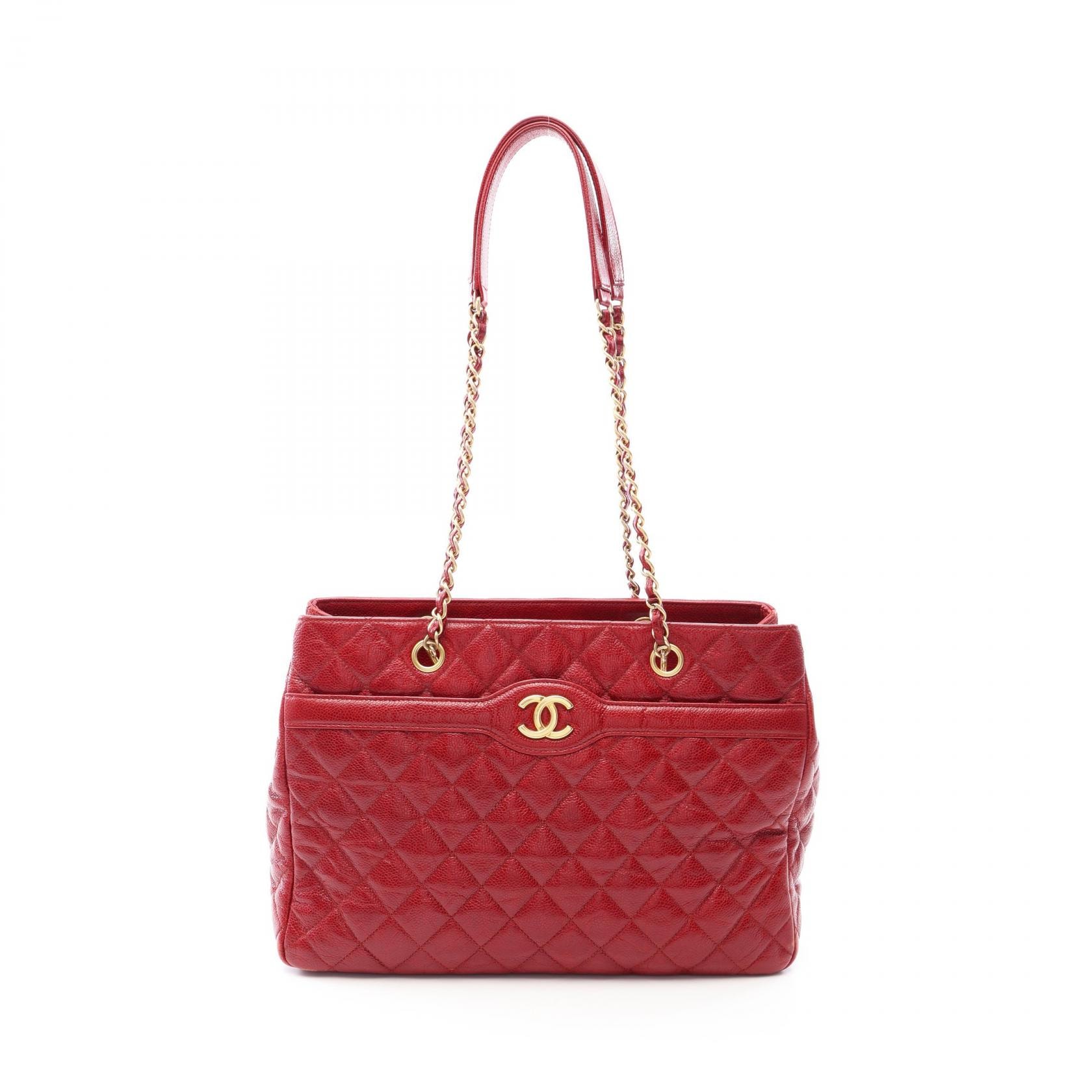 シャネル CHANEL マトラッセ トートバッグ バッグ キャビアスキン(グレインドカーフ) レディース レッド系 【中古】