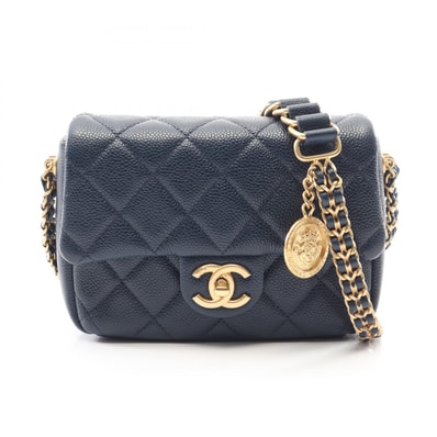 シャネル CHANEL マトラッセ ショルダーバッグ バッグ キャビアスキン(グレインドカーフ) レディース ネイビー系 【中古】