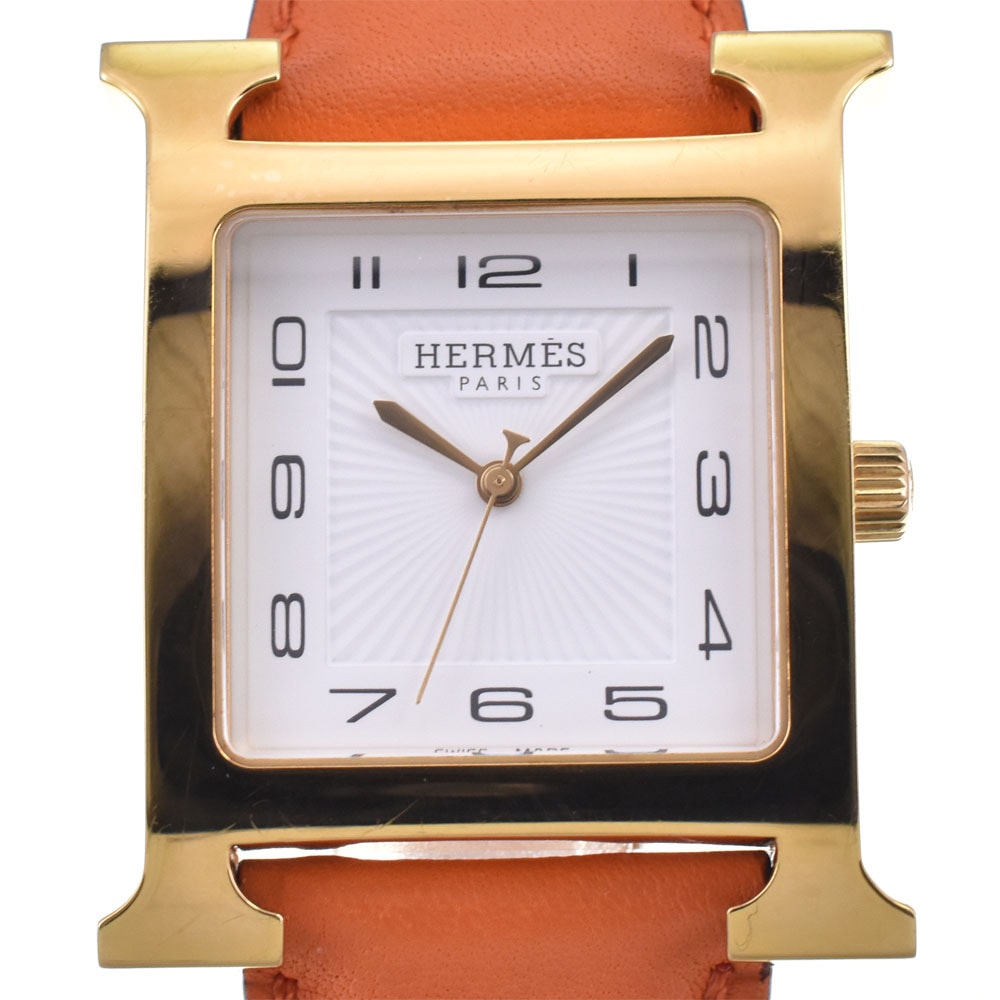 エルメス HERMES HH1.801 Hウォッチ ホワイト クォーツ レディース 良品 腕時計 E#147137