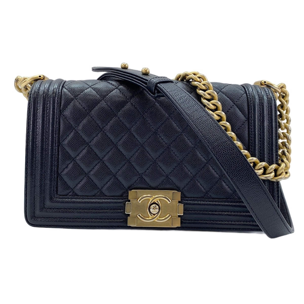 シャネル CHANEL キャビアスキン ボーイシャネル 25 ショルダーバッグ【中古】