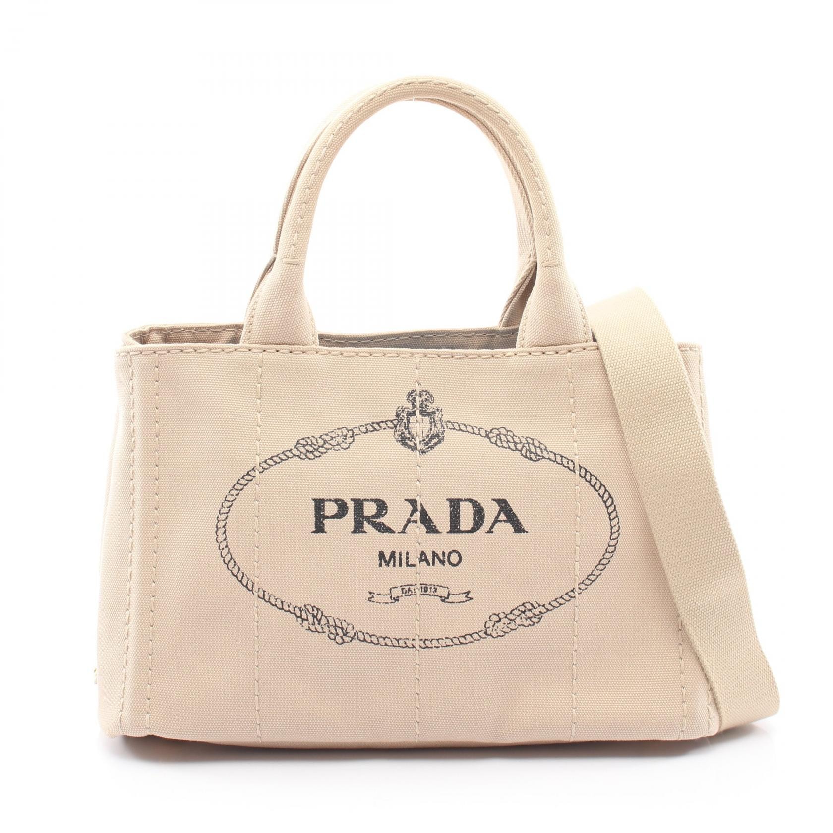 プラダ PRADA CANAPA カナパ 2WAY トートバッグ バッグ キャンバス レディース ベージュ系 【中古】