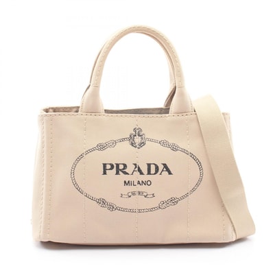 プラダ PRADA CANAPA カナパ 2WAY トートバッグ バッグ キャンバス レディース ベージュ系 【中古】